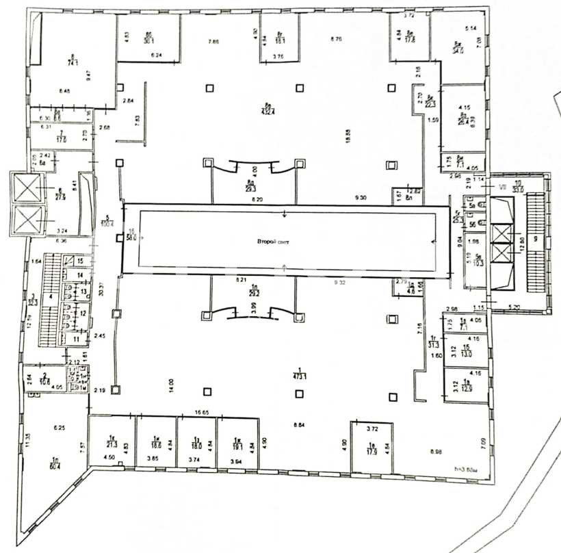 Планировка офиса 1850.9 м², 6 этаж, МФЦ «Гвоздь-2»